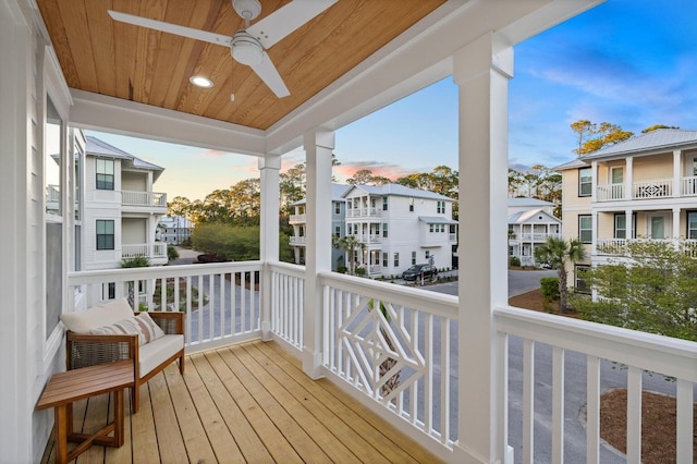 deck featuring a ceiling fan