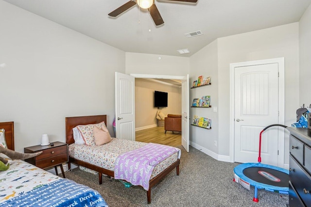 3291 Secret Isle Way, Navarre, FL 32566 - bedroom with carpet floors, baseboards, and ceiling fan