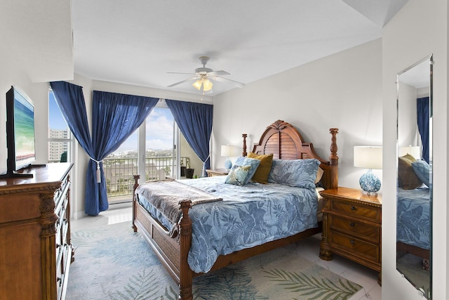 122 Seascape Dr Unit 701, Miramar Beach, FL 32550 - tiled bedroom featuring access to exterior and a ceiling fan