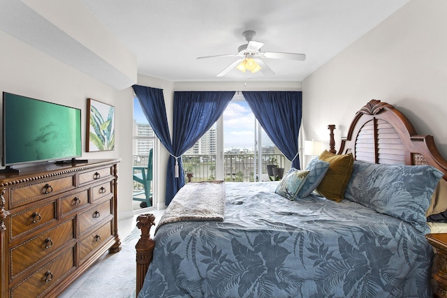 122 Seascape Dr Unit 701, Miramar Beach, FL 32550 - bedroom featuring light carpet, access to exterior, and ceiling fan