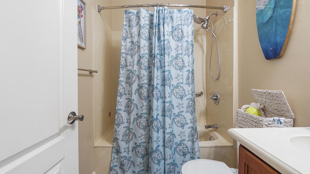 554 Magnolia Lake Dr, Defuniak Springs, FL 32433 - full bathroom featuring shower / bath combo, vanity, and toilet