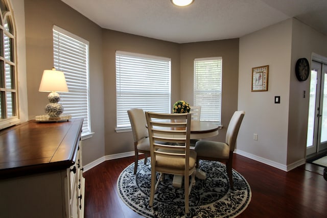 206 Secretariat Dr, Crestview, FL 32539 - dining room featuring dark wood-style flooring, baseboards, and a healthy amount of sunlight