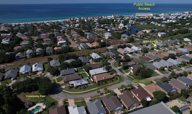 4644 Sunsail Cir, Destin, FL 32541 - aerial view of property's location with a large body of water and nearby suburban area