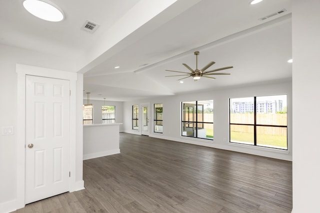 197 Kel-Wen Circle Kel-Wen, Destin, FL 32541 - unfurnished living room featuring ceiling fan, wood finished floors, baseboards, and recessed lighting