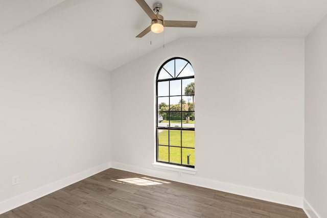 197 Kel-Wen Circle Kel-Wen, Destin, FL 32541 - unfurnished room with lofted ceiling, ceiling fan, baseboards, and wood finished floors
