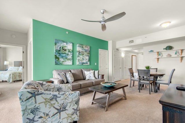 4203 Indian Bayou Trl Unit 1716, Destin, FL 32541 - living area with light carpet and ceiling fan