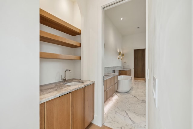 724 Windsong Dr, Inlet Beach, FL 32461 - bar featuring marble finish floor, wet bar, and a sink
