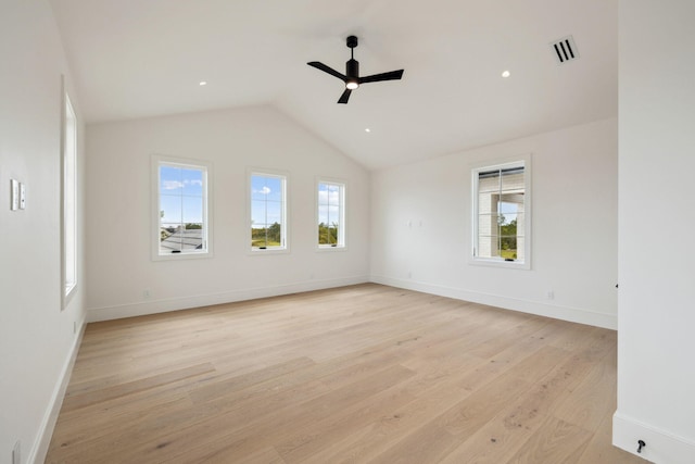 724 Windsong Dr, Inlet Beach, FL 32461 - spare room with lofted ceiling, plenty of natural light, a ceiling fan, and light wood-type flooring