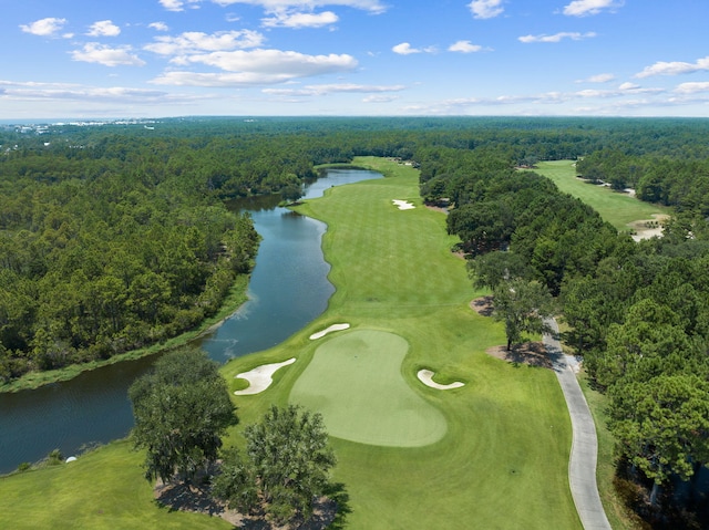 724 Windsong Dr, Inlet Beach, FL 32461 - aerial view featuring a wooded view, view of golf course, and a water view