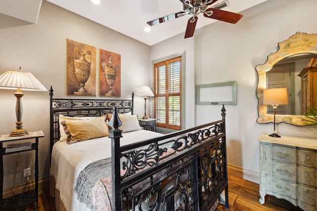 30 Place De La Fontaine, Miramar Beach, FL 32550 - bedroom with visible vents, baseboards, recessed lighting, wood finished floors, and a ceiling fan