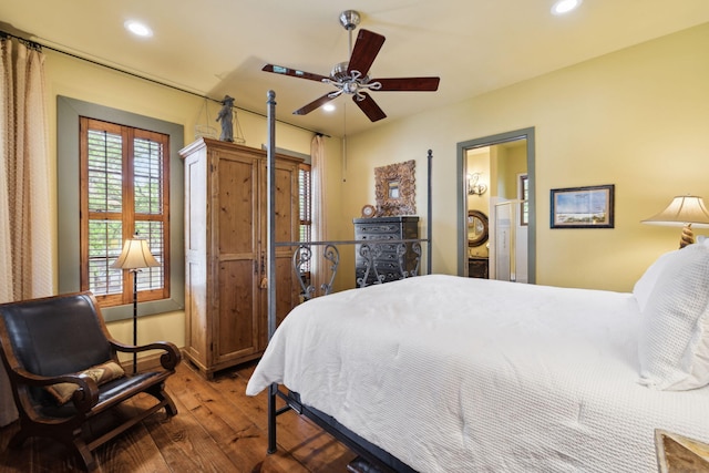 30 Place De La Fontaine, Miramar Beach, FL 32550 - bedroom with wood-type flooring, recessed lighting, and a ceiling fan