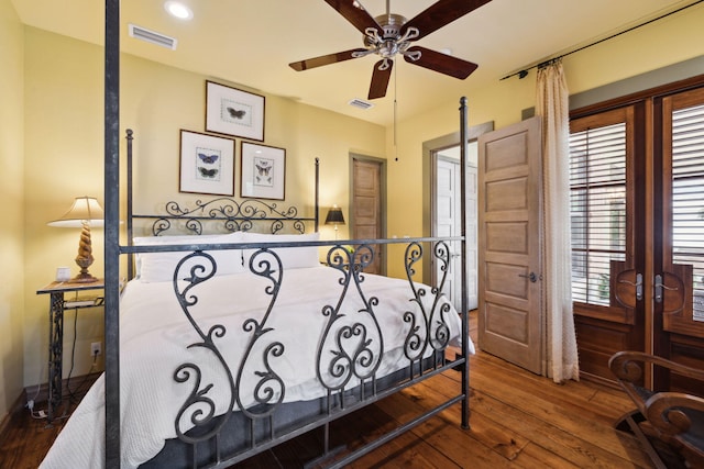 30 Place De La Fontaine, Miramar Beach, FL 32550 - bedroom with visible vents, hardwood / wood-style flooring, french doors, and recessed lighting