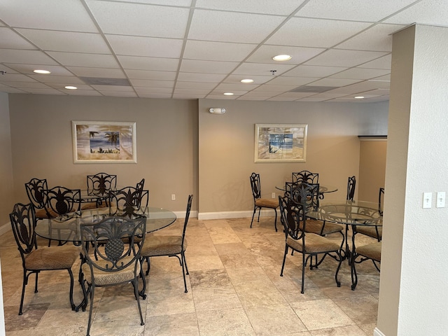 16819 Front Beach Rd Unit 1110, Panama City Beach, FL 32413 - dining area with baseboards, a drop ceiling, and recessed lighting