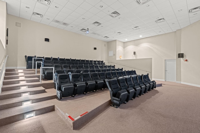 16819 Front Beach Rd Unit 1110, Panama City Beach, FL 32413 - cinema featuring carpet, visible vents, baseboards, and a paneled ceiling