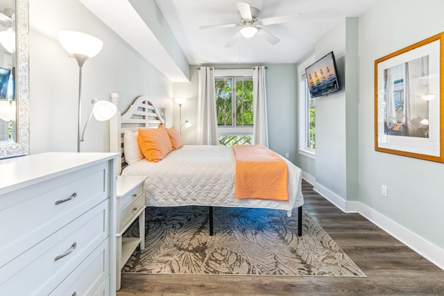 9200 Baytowne Wharf Blvd Unit 441, Miramar Beach, FL 32550 - bedroom with baseboards, dark wood-style floors, and a ceiling fan