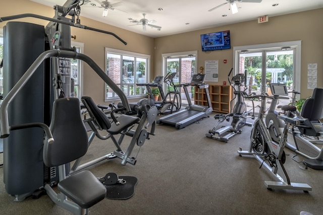 9200 Baytowne Wharf Blvd Unit 441, Miramar Beach, FL 32550 - workout area featuring ceiling fan