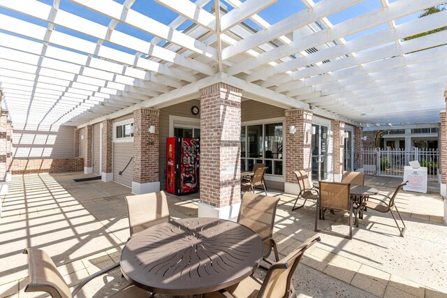 9200 Baytowne Wharf Blvd Unit 441, Miramar Beach, FL 32550 - view of patio / terrace featuring outdoor dining area, fence, and a pergola