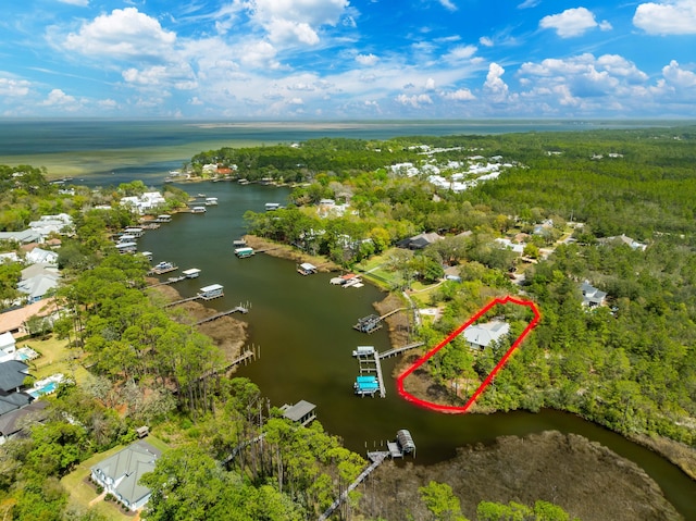 135 Bayou Point Dr, Santa Rosa Beach, FL 32459 - drone / aerial view with a view of trees and a water view