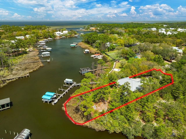 135 Bayou Point Dr, Santa Rosa Beach, FL 32459 - birds eye view of property featuring a water view