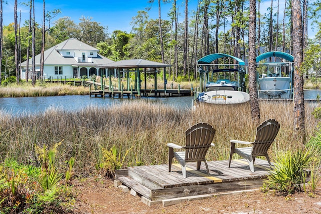 135 Bayou Point Dr, Santa Rosa Beach, FL 32459 - dock area with a water view and boat lift
