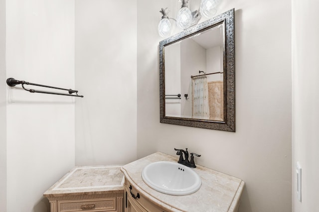 135 Bayou Point Dr, Santa Rosa Beach, FL 32459 - bathroom with curtained shower and vanity