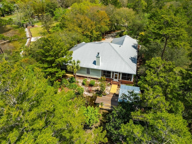 135 Bayou Point Dr, Santa Rosa Beach, FL 32459 - birds eye view of property featuring a wooded view
