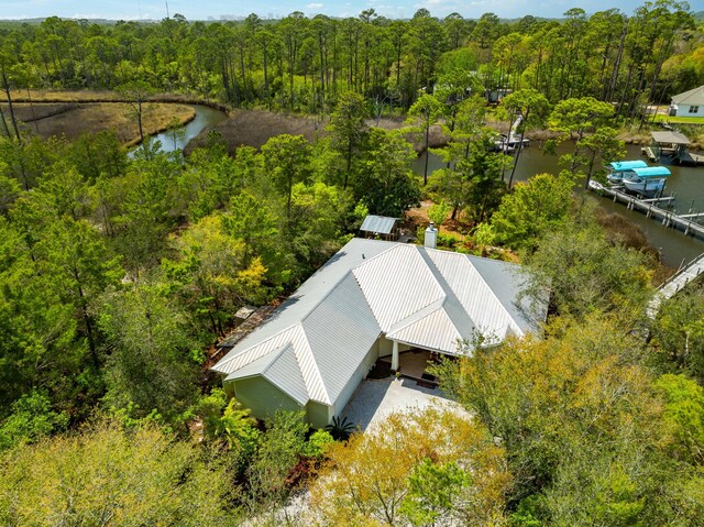 135 Bayou Point Dr, Santa Rosa Beach, FL 32459 - birds eye view of property featuring a view of trees and a water view