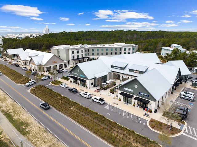 bird's eye view featuring a view of trees