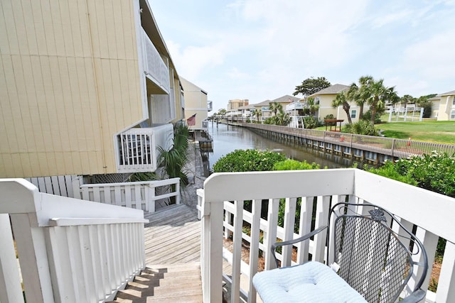 deck with a water view