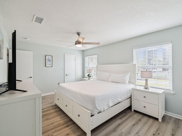 356 Billfish Ave Unit 4, Fort Walton Beach, FL 32548 - bedroom with light wood-type flooring, baseboards, visible vents, and a textured ceiling