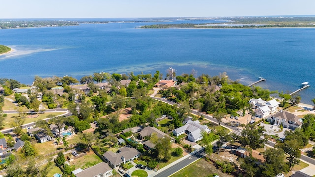 aerial view featuring a residential view and a water view