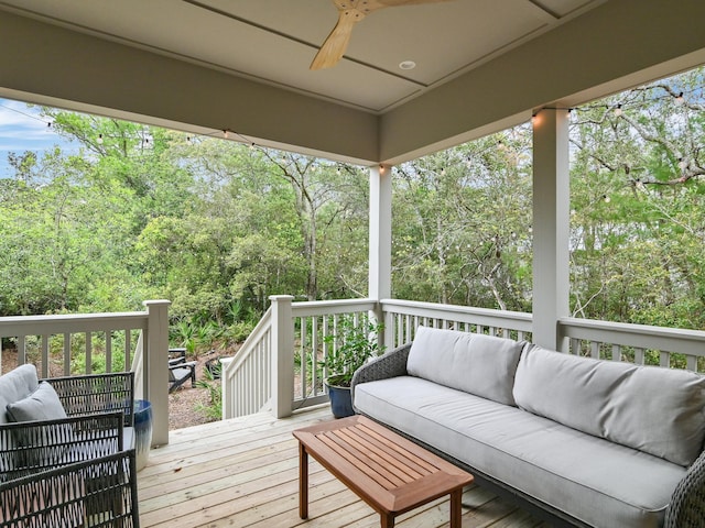 105 Greenbriar Ln, Santa Rosa Beach, FL 32459 - wooden terrace with ceiling fan and an outdoor hangout area