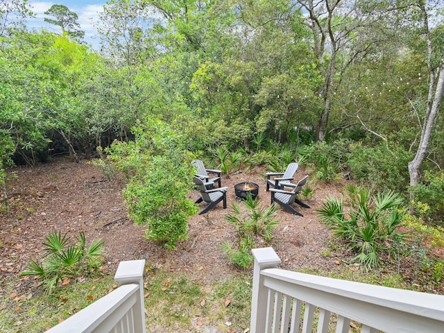 105 Greenbriar Ln, Santa Rosa Beach, FL 32459 - view of yard with a fire pit