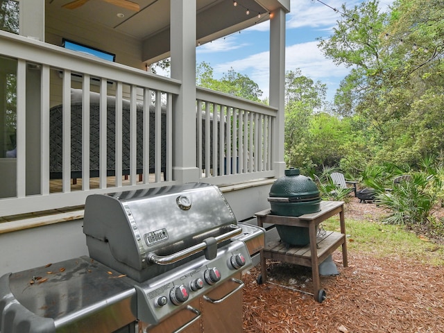 105 Greenbriar Ln, Santa Rosa Beach, FL 32459 - view of patio featuring a ceiling fan and a grill