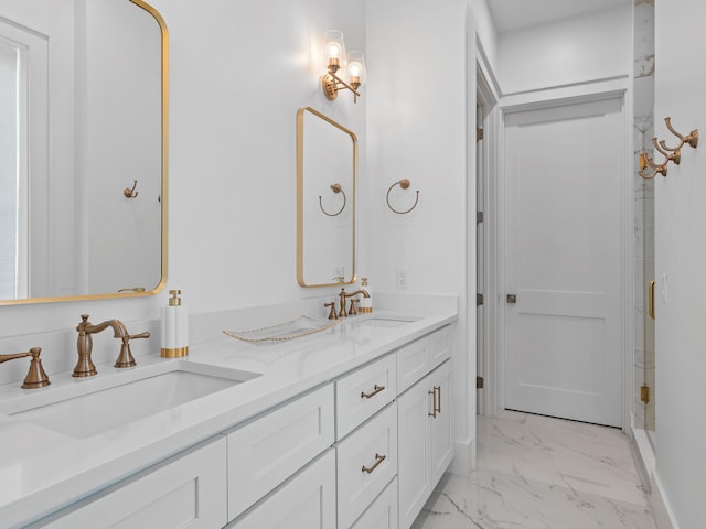 105 Greenbriar Ln, Santa Rosa Beach, FL 32459 - bathroom with double vanity, marble finish floor, and a sink