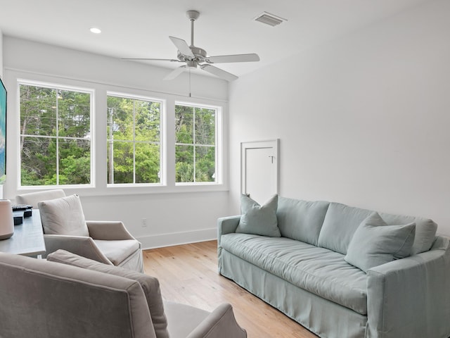 105 Greenbriar Ln, Santa Rosa Beach, FL 32459 - living area with visible vents, ceiling fan, plenty of natural light, and baseboards