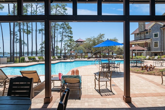 pool featuring a patio
