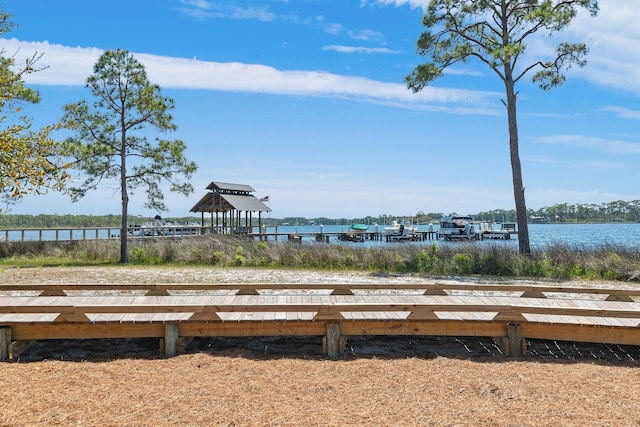 view of dock featuring a water view