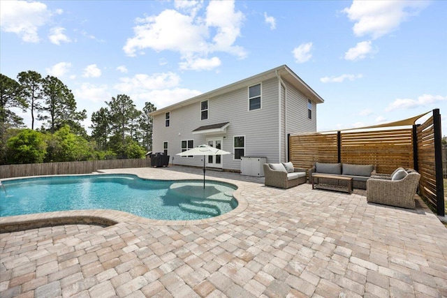 3129 Partridge Dr, Crestview, FL 32539 - view of pool with a patio area, an outdoor living space, and a fenced backyard