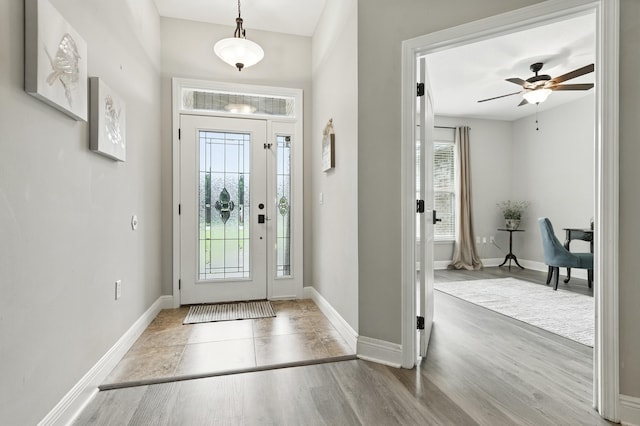 472 W College Blvd, Valparaiso, FL 32580 - entryway with wood finished floors and a ceiling fan
