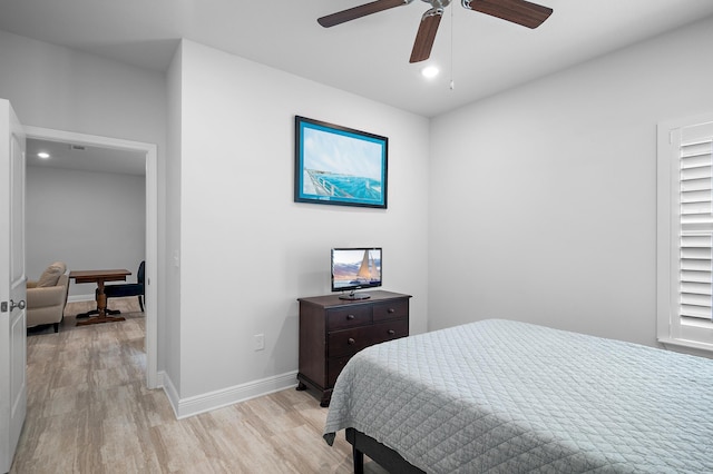 85 Stonegate Dr, Santa Rosa Beach, FL 32459 - bedroom with ceiling fan, baseboards, light wood finished floors, and recessed lighting