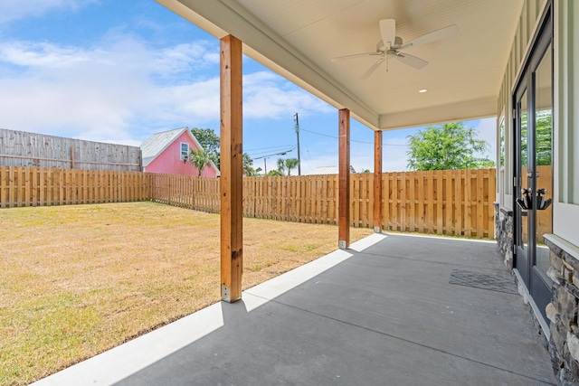 4003 Tarpon St, Panama City Beach, FL 32408 - view of patio with ceiling fan and a fenced backyard