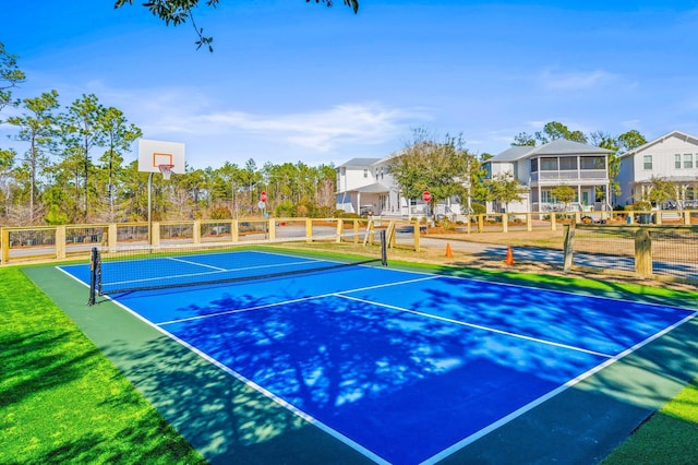 116 Prairie Pass, Santa Rosa Beach, FL 32459 - view of sport court featuring fence, a residential view, and a tennis court
