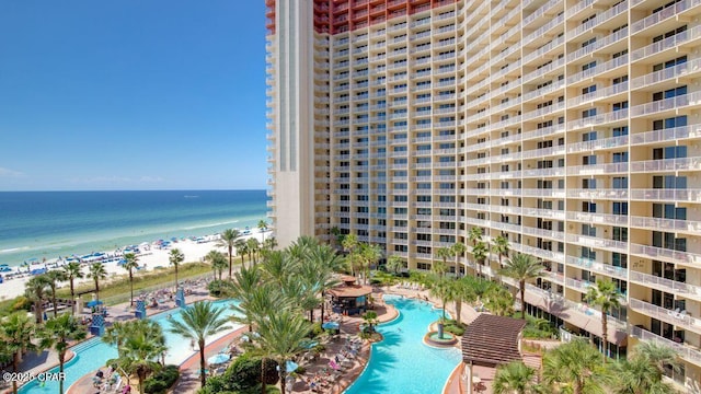 exterior space featuring a water view