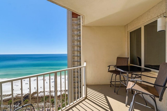 9900 S Thomas Dr Unit 1410, Panama City Beach, FL 32408 - balcony with a water view and a view of the beach