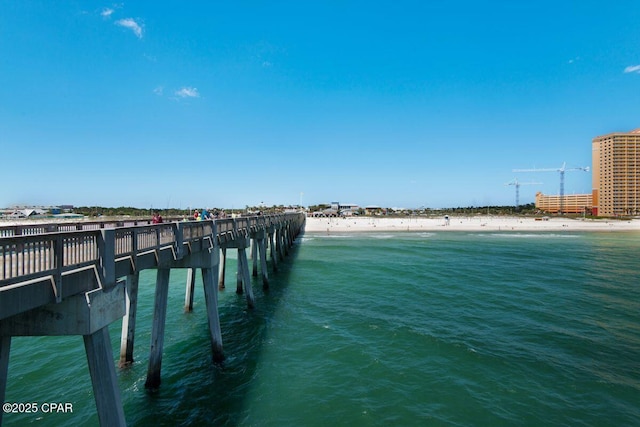 9900 S Thomas Dr Unit 1410, Panama City Beach, FL 32408 - view of dock with a water view and a beach view