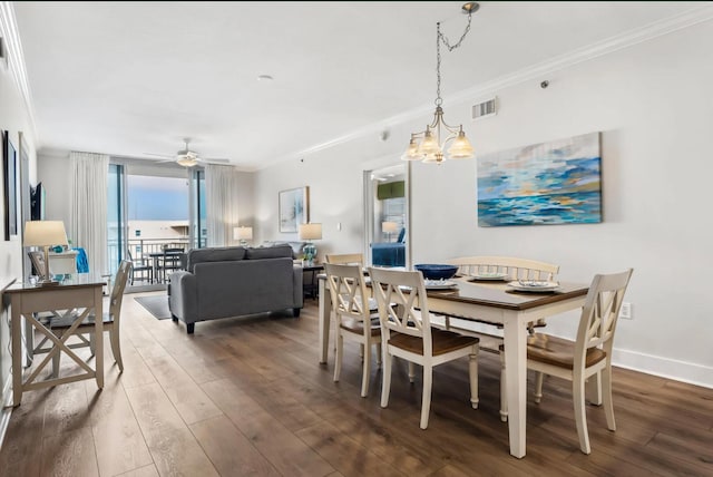 1110 Santa Rosa Blvd Unit A616, Fort Walton Beach, FL 32548 - dining room with wood finished floors, visible vents, a ceiling fan, and ornamental molding