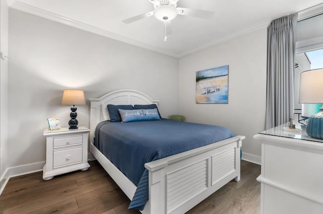 1110 Santa Rosa Blvd Unit A616, Fort Walton Beach, FL 32548 - bedroom featuring baseboards, a ceiling fan, wood finished floors, and crown molding