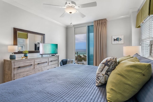 1110 Santa Rosa Blvd Unit A616, Fort Walton Beach, FL 32548 - bedroom with multiple windows, access to outside, ceiling fan, and crown molding