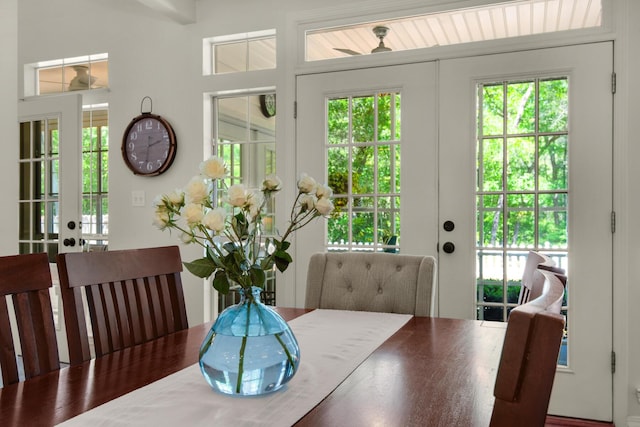 doorway featuring a healthy amount of sunlight and french doors